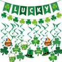 UOUYOO St. Patrick's Day Decorations Green Shamrock Lucky Banner Clover Hanging Swirls Garlands for Irish Decor Home Party Favors Supplies