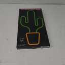 Isaac Jacobs 19 x 10 inch LED Neon Green Cactus with Yellow Planter Wall Sign for Cool Light, Wall Art, Bedroom Decorations, Home Accessories, Party, and Holiday Dcor: Powered by USB Wire (CACTUS)