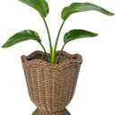 Rattan Planter, Woven Planter Basket for Plants Indoor Outdoor, Rattan Flower Pot, Decorative Plant Holder Basket for Garden Patio Boho Home Decor(Brown&Scalloped-Small:11.81" H x 9.84" W)