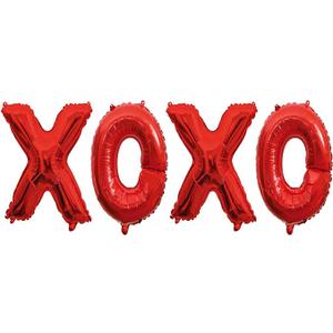 Soochat XOXO Balloons | Valentine Letters Mylar Foil Balloons - Bachelorette Parties Wedding Bridal Showers Photo Props Decorations Valentines Day Party Supplies (Red)