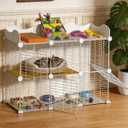 Cat Cage, DIY Cat Enclosures, 42" x 16" x 28" Cat Playpen Indoor & Outdoor with Hammock & Cat Bowl, Detachable Metal Wire Kennel Cats Crate