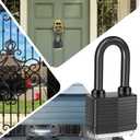 4 x 4 Packs Waterproof Padlocks with Keys for Outdoor use, Covered Heavy Duty Laminated Steel Lock, 1-9/16 Inch. Wide, Long Shackle Padlock for Storage Unit, Sheds, Garages and Fence(4 Pack)