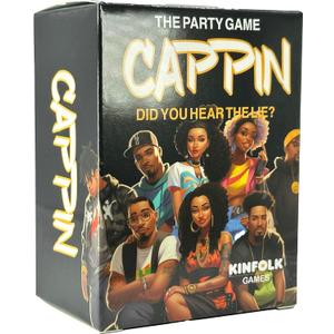 Kinfolk Cappin Bold Adult Drinking Card Game of Truths and Lies, Challenge Your Bluffing Skills, and Honor Black Excellence While Sharing Unfiltered Fun, Pack Of 4