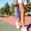 POWCAN 24 oz Water Bottle Insulated: BPA-Free, Leakproof Lid with Straw, Lightweight, Flex Cap, Stainless Steel Insulated Flask for Office, Men, Gym, Commute, Worker, Walking, Cycling (Indigo Blue)