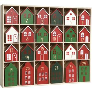 Christmas Wooden Advent Calendar With 24 PCS Calendar Houses To Fill Small Gifts Christmas Tabletop Decoration