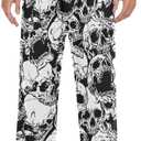 Pack of 2 HGZEWX Soft Seamless Funny Flower Graphic Halloween Leggings Fashion Stretchy Legging High Waist Slim Skull Print Halloween Pants for Women Halloween Holidays Party, XL