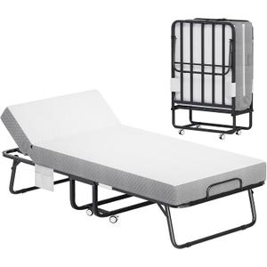 Somdot Adjustable Folding Bed with Mattress, 75x31 Cot Size Frame