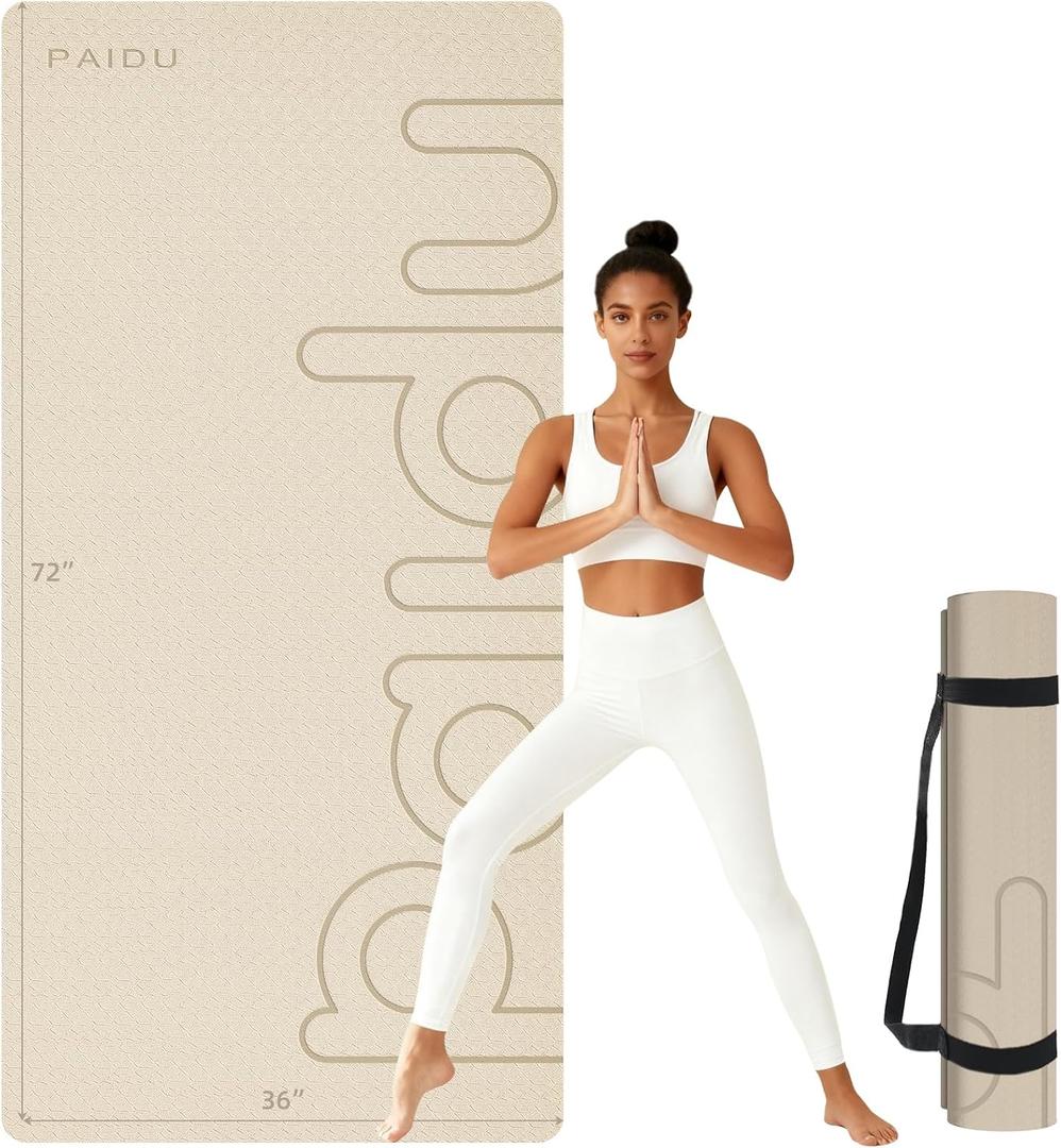 PAIDU Large Yoga Mat 72"x36"x10mm Non-Slip Exercise Mat for Home Gym Studio