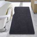 LOCHAS Luxury Bathroom Rug Shaggy Bath Mat 24 x 48 Inch, Washable Non Slip Bath Rugs for Bathroom Shower, Soft Plush Chenille Absorbent Carpets Mats, Dark Grey