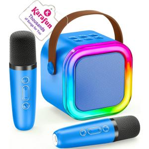 Mini Karaoke Machine for Kids, 2025 TOP Toys Christmas Birthday Gifts Ideas for Girls Ages 4, 5, 6, 7, 8, 9, 10, 12+ Years Old, Portable MP3 Player with 2 Wireless Mics for Party