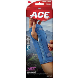 ACE Night Wrist Sleep Support, Adjustable, Blue, Helps Provide Relief from Symptoms of Carpal Tunnel Syndrome, and other Wrist Injuries