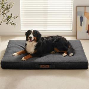 Sytopia 50" XXL Indestructible Dog Bed, Orthopedic Waterproof Chew Proof Dog Bed, Chew-Resistant Dog Crate Pad, 130 lbs Capacity for Giant and Extra Large Dogs, Indoor & Outdoor Use, Black
