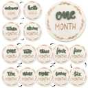 7 Pack Baby Monthly Milestone Cards Sign, Double Sided Baby Milestone Signs Wooden Marker Discs for 1-12 Months Baby Milestone Pictures Baby Shower Gifts (Clear)