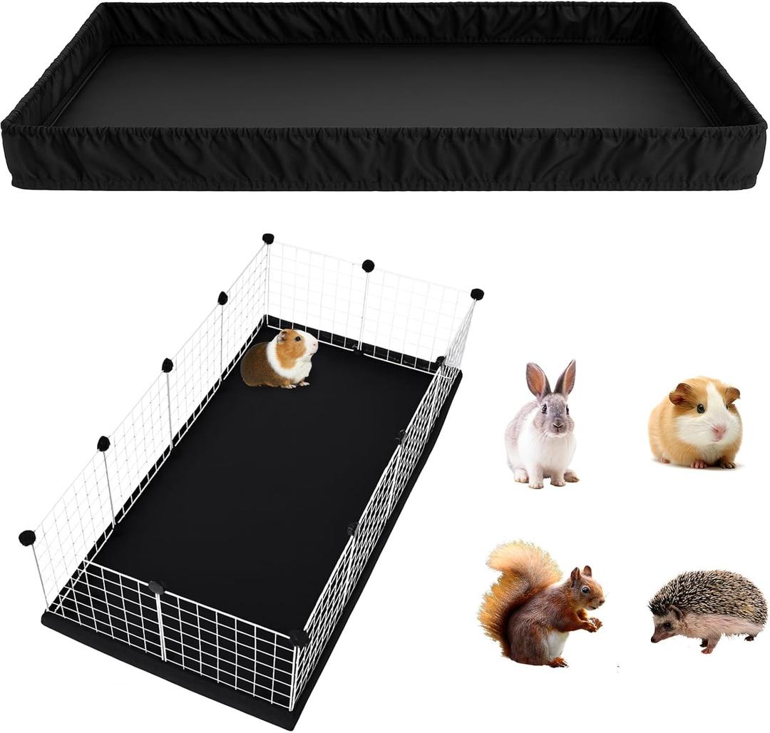 PJYuCien Guinea Pig Cage Liner, Washable Waterproof Base, C&C Cage Bottom Pad, Elastic Cord, Reusable Pad for Rabbits Chinchillas Hedgehogs Ferrets Small Animals, 24"x48"(Not Include Cage)