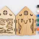 WinnerWhy 18 Pcs Halloween Haunted House Kit Painting Your Own Wooden Houses Crafts with Colors Markers DIY Graffiti Crafts Pumpkin Witch Ghost Haunted House for Paint Art