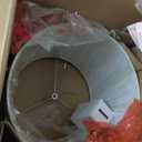 JONATHAN Y 25" Clear Glass and Chrome LED Table Lamp, Modern Coastal Bedside Lamp with White Linen Drum Shade for Living Room, Farmhouse Decor, LED Bulb Included JYL1018A