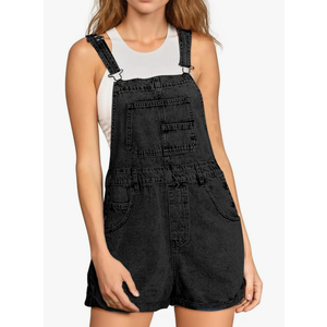 Glamaker Denim Overall Shorts for Women Casual Denim Romper Jean Short Overalls Loose Fit Denim Jumpsuit Summer Outfits ,Size XL