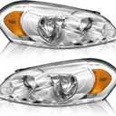 for 2006 2007 2008 2009 2010 2011 2012 2013 Chevy Impala Headlight Assembly compatible with 14-16 Impala Limited / 06-07 Monte Carlo Chrome Housing Amber Reflector Replacement Pair