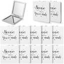 Qunclay 12 Pcs Mini Compact Mirrors Bulk Inspirational Appreciation Mirror Gifts Portable Square Pocket Mirrors for Women Mother's Day Coworker Church Party Favors(White, Never Forget)