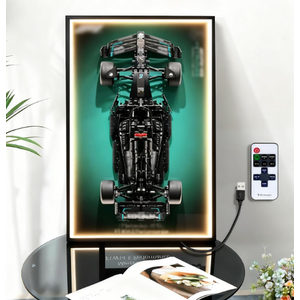 Display Wallboard for Lego Technic Mercedes-AMG F1 Performance Race Car 42171 with LED Lights, AMG Collectibles Wall Mount, Led F1 42171 Wall Hanging Display Frame for Lego(No Car Included)