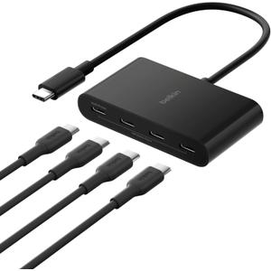 Belkin Connect 4Port USBC Hub USB C Hub Multiport Adapter Dongle with 4 USBC 3.2 Gen 2 Ports High Speed 10G Data Transfer for Laptop, MacBook, iPad, PC, and More 100W PD