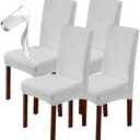 Genina 100% Waterproof Dining Room Chair Covers Set of 4 Stretch Kitchen Chair Covers Parsons Chair Slipcovers for Dining Room Chair Protector Cover, Removable, Washable (Leaf Pattern-Cream)