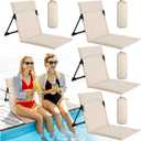 Karenhi 4 Pcs Foldable Poolside Chairs Portable Beach Chair Folding Seat for Edge of Pool Provide Back Support with Carry Bag for Adults Traveling Camping Picnic Lawn