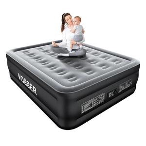 Air Mattress Full with Built in Pump,18’’Raised Blow Up Mattress,Self Inflatable Mattress in 3 Mins,Portable Air Bed for Home,Floor&Travel,Full Size Air Mattress for Adults 660LB Max,Black