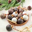 Yunlly 12 Pcs Neutral Textured Christmas Ball Ornaments 2025 2.4 Inch Rustic Brown White Xmas Ornament Vintage Copper Ivory Tree Decoration Antique Farmhouse Modern Christmas Decor for Tree Home Decor
