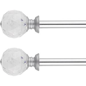 Acrylic Ball Finials Curtain Rod Set5/8" Treatment Single Curtain Rod28 to 48 InchGold,2pack (28-48" 2pack)