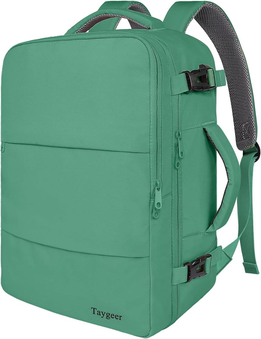 Taygeer Travel Backpack for College Woman, Lightweight Backpack for 15.6 inch Laptop with USB Charging Port, TSA Friendly Bag for Women Traveling, Back Pack Carry On Luggage for friend Gym Sport,Green (Large)