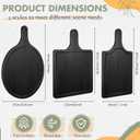 Geetery 3 Packs 12 Inch Black Wood Chopping Boards with Handle and Deep Juice Groove Small Bamboo Wooden Pizza Paddle Serving Boards Tray Charcuterie Plank Chopping for Cheese Steak Bread
