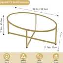 Wolawu Coffee Table Gold Oval Glass Coffee Tables for Living Room,Modern Gold Metal Frame Tea Tables for Small Space, Tempered Glass Top Center Table with Stable Cross Base for Bedroom, Office,Balcony, 39.37 inches x 21.62 inches x 17.72 inches