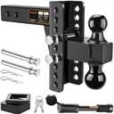 Adjustable Trailer Hitch -Drop Hitch-Tow Hitch with 2 inch Receiver-6inch Drop/Rise, 2" & 2-5/16" Ball Hitches for Trucks, 20,000 LBS GTW, Trailer Hitches with Anti-Theft Pin, Black…