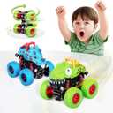 LODBY Dinosaur Toys for 2 3 4 5 Year Old Boys - Monster Truck Toys for Toddlers Boys Ages 2-4-6 - Push and Go Cars Dinosaur Toys for Kids 3-5 Year Old Boy Christmas Birthday Gifts