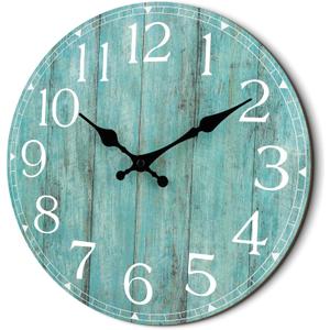 HYLANDA 14 Inch Teal Wall Clock - Silent, Non-Ticking, Battery Operated, Decorative, Unisex (B-teal)