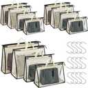 12 Packs Dust Bags for Handbags, Clear Handbag Storage, Purse Storage Organizer for Closet, Purse Cover Hanging Closet Organizer with Zipper and Handles (4 Sizes-12PCS-Beige, Beige)