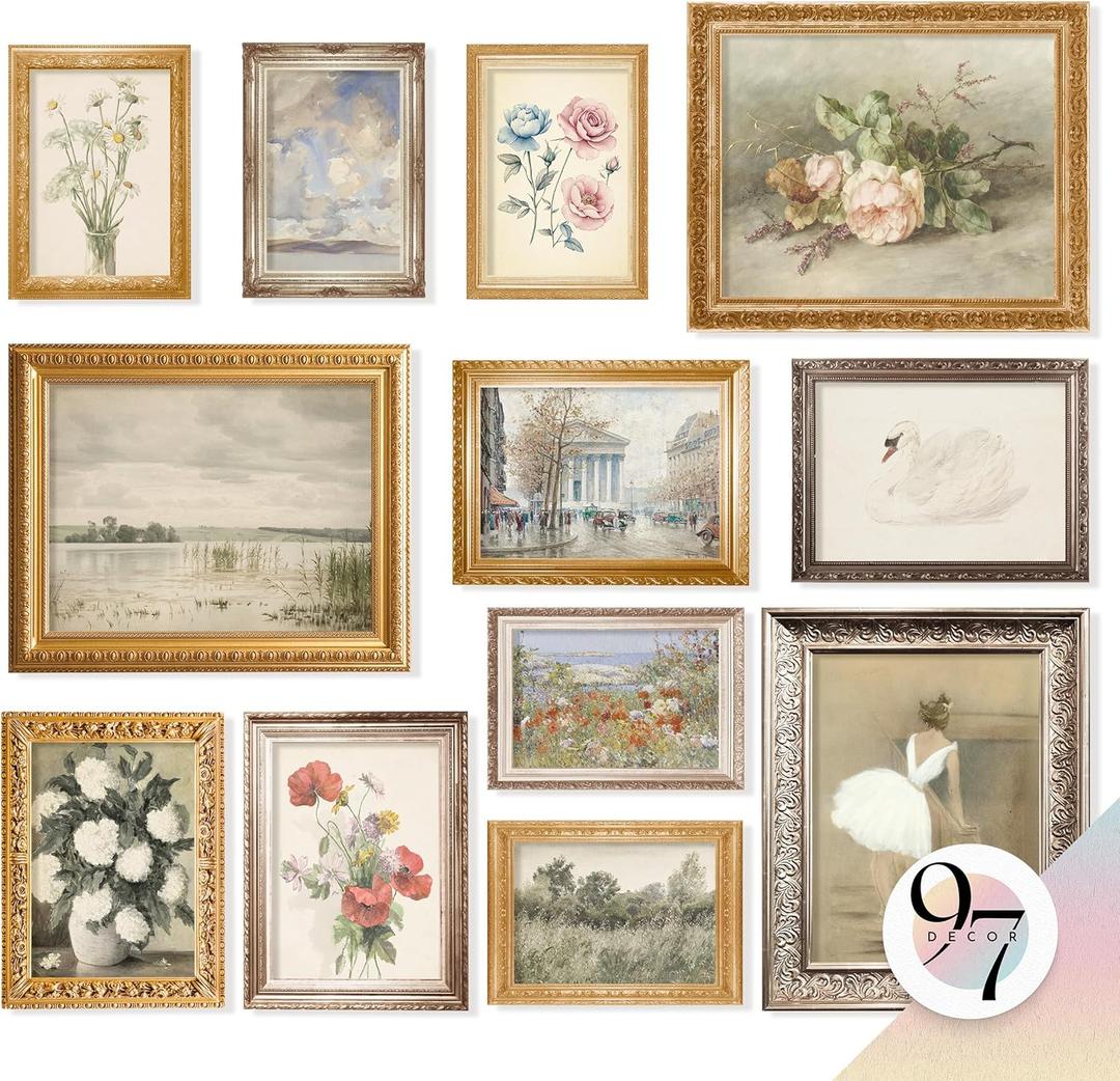 97 Decor French Decor For Home - Country French Wall Art Posters, Vintage Floral Pictures, Vintage Art Gallery Wall Prints Landscape Painting For Bedroom Decorations (Unframed)