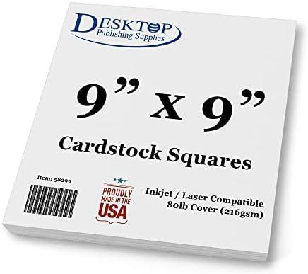 White Cardstock Squares - Square Card Stock Paper - Thick 80lb Cover - For Spin Art Refill, Scrapbooking, Invitations, & Crafts (9" x 9", 100 Pack)