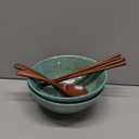 NUTRIUPS 8 Inch Ceramic Ramen Bowl Set of 2 Pho Bowls 40oz Japanese Noodle Udon Soup Bowls with Spoons and Chopsticks (Ice Crack Green)