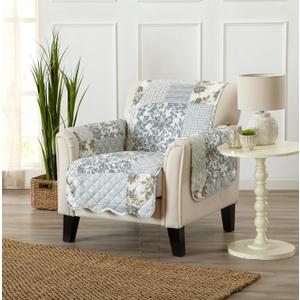Patchwork Scalloped Printed Furniture Protector Stain Resistant Chair Cover (Chair, Grey)