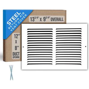 Fits 12x8 Duct Opening | Steel Return Air Grille by Handua | Vent Cover Grill for Sidewall and Ceiling | White | HVAC Cold Air Intake Grille | Outer Dimensions: 13.75"W X 9.75"