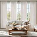 MIULEE Pinch Pleated Thick Linen Curtains 90 Inch 4 Panels Set Back Tab Memory Trained Pinch Pleat Semi Sheer Light Filtering Curtains Let Light in Window Drapes for Living Room Bedroom Beige White, 40"W x 90"L