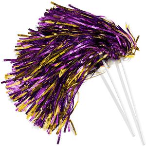 Anderson's Metallic Foil Textured School Spirit Shakers, Cheerleader Pom Poms, Football, Basketball, Homecoming Squad, Team, Party, Dance, Club, Performance, Fan Celebration Pack of 10 (Purple and Gold)