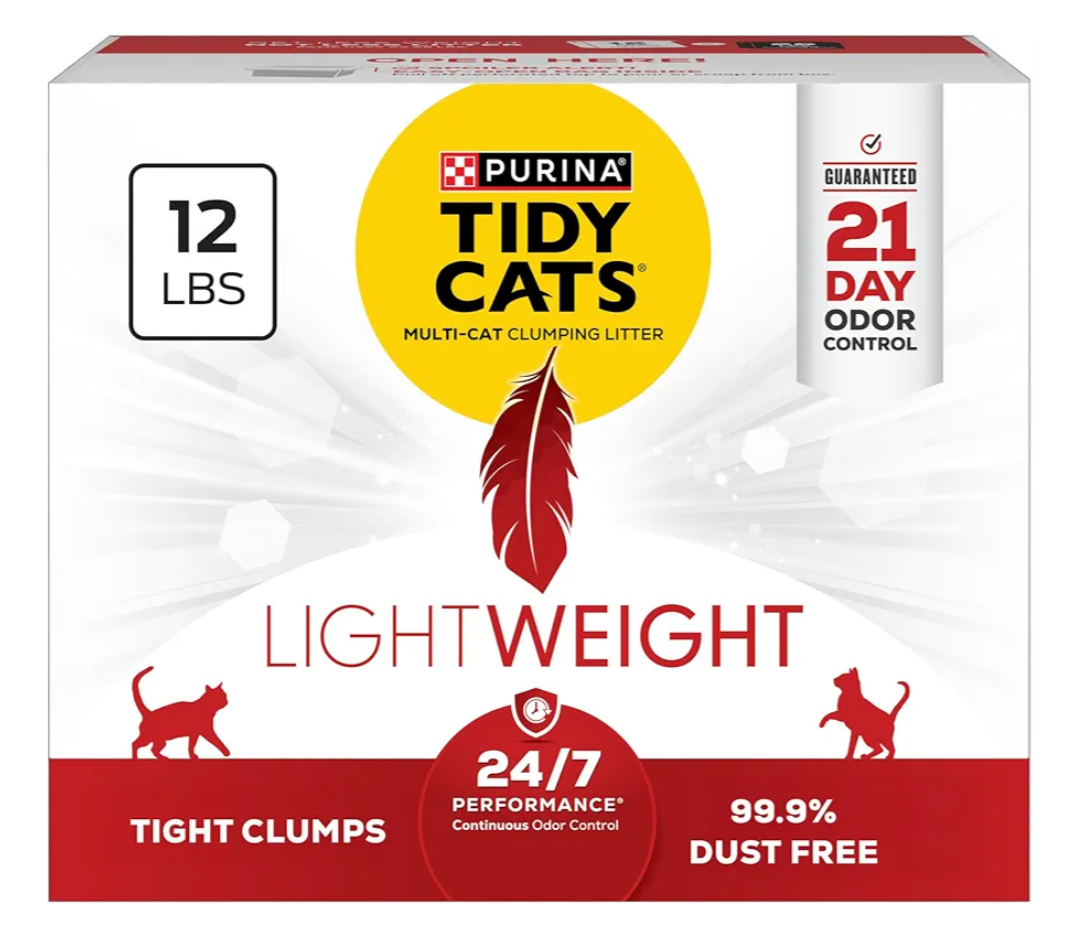 Purina Tidy Cats Lightweight, Low Dust, Clumping Cat Litter Odor Control 24/7 Performance Multi Cat Litter 12 lbs.r 
