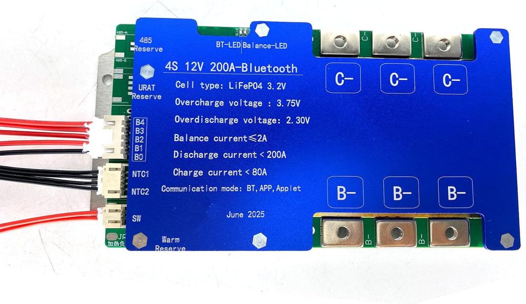 4S 200A 12V Smart BMS BT LiFePO4 Li-ion LTO Active Balance Adjustable Parameter Protection Board