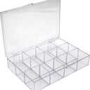 Clear Hard Plastic Compartment Organizer Box with Hinged Lid, Keepsake Storage Box and Display Case, 7 3/8" L x 5" W x 1 1/2" H, 4 Boxes, Made in USA by Gary Plastic Packaging