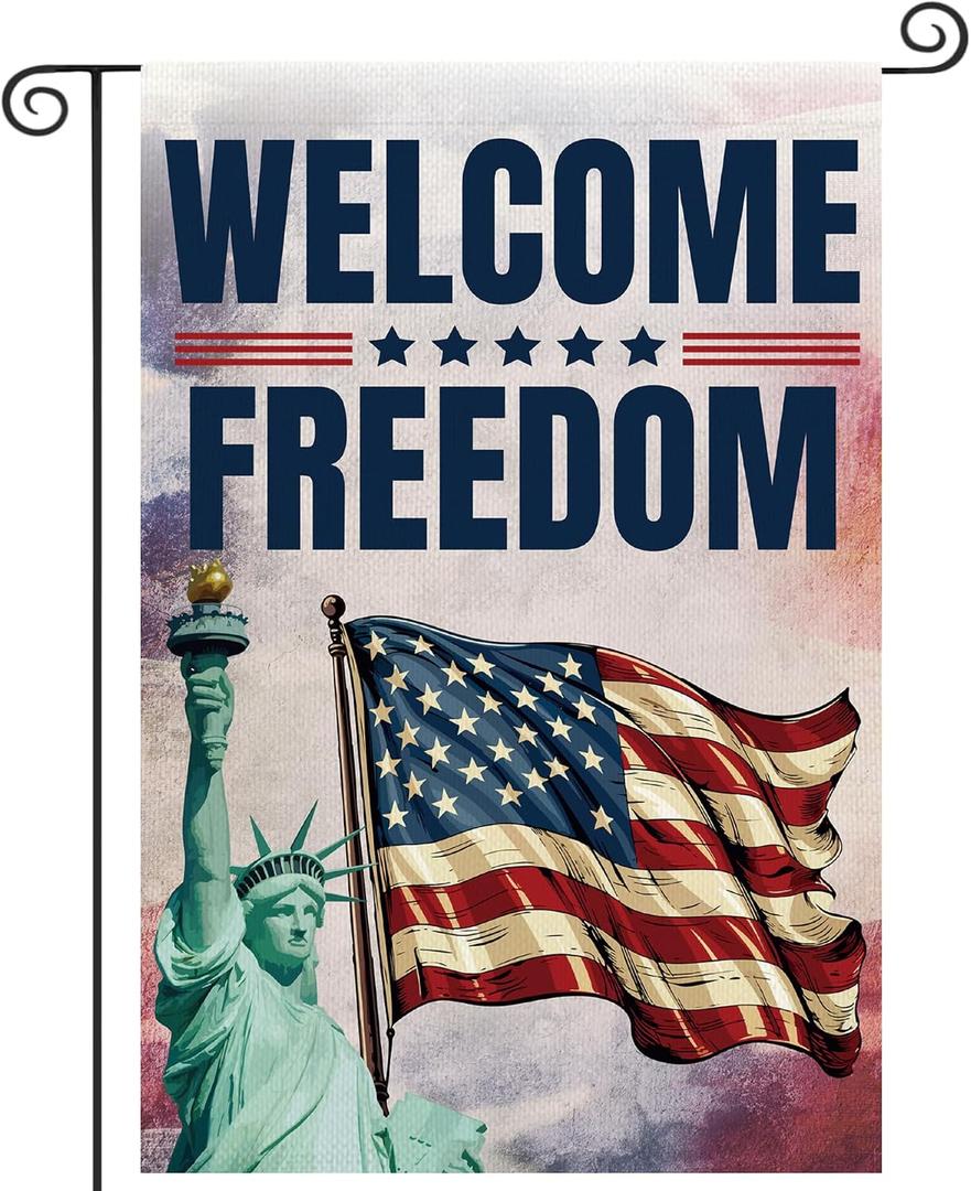 Patriotic Garden Flag - Memorial Day Decorations Independence Day 4th of July Decorations 4th of July Garden Flag Labor Day USA Themed Welcome Yard Outdoor Decorations Double Side 12x18 inches