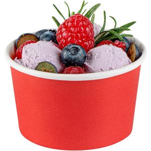Coppetta 5-Ounce Dessert Cups, 50 Disposable Ice Cream Cups - Lids Sold Separately, Sturdy, Red Paper Frozen Yogurt Bowls, For Hot And Cold Foods, Perfect For Gelato Or Mousse - Restaurantware