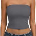 Trendy Queen Womens Tube Tops Strapless Crop Tops Basic Backless Sleeveless Going Out 2026 Spring Outfits Summer Clothes (Gray, S)